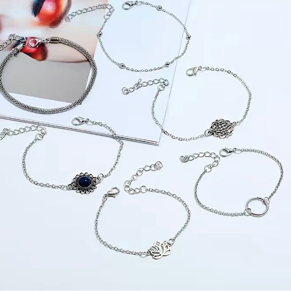 Set of Six Bohemian Hollow Lotus Leaf Bracelets - Picture 5 of 11